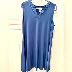 Chico's Blue Tunic Sleeveless Dress Long Shirt 2 L XL Large 14 16